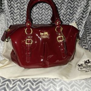 Red patent leather coach bag